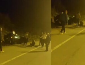 Akçakoca’da Korkutan Kaza; Araç Kanala Uçtu 1 Kişi Yaralandı