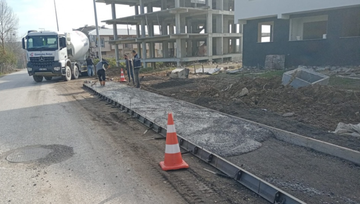 Çilimli’de Şehit İsa Ceylan Caddesi’nde Kaldırım Çalışmaları Başladı