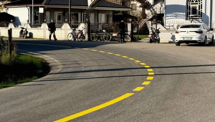 Çilimli’de 1,9 Kilometrelik Yol Çizgi Çalışması Tamamlandı