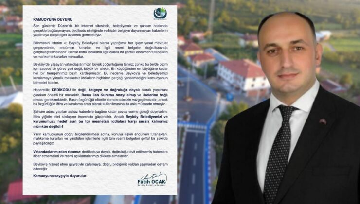 Beyköy Belediye Başkanı Fatih Ocak’tan Mesnetsiz İddialara Sert Yanıt