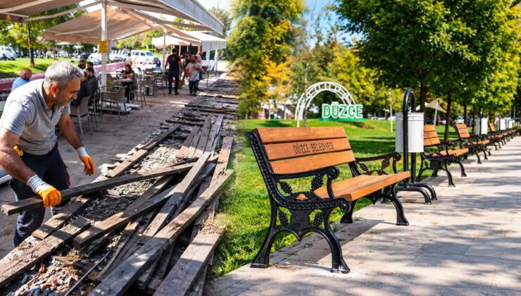 Düzce Millet Bahçesi’ndeki Oturma Alanları Yenilendi
